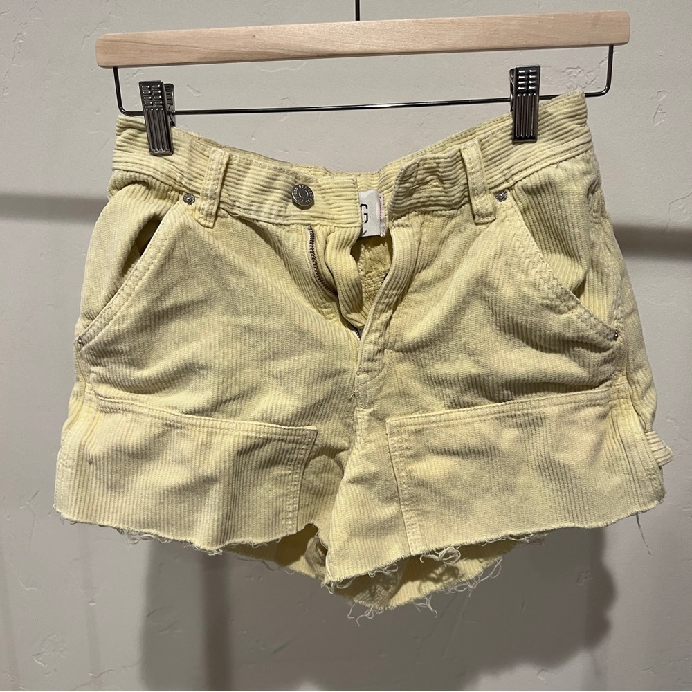 Yellow cutoff shorts